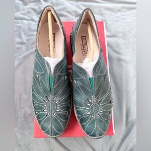 PIKOLINOS Women's Teal Leather Loafers